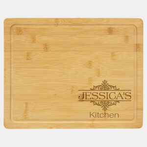 Personalized 13 3/4" x 11" Bamboo Cutting Board with Drip Ring Thumbnail
