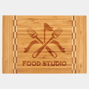 Personalized 12" x 8 1/4" Bamboo Cutting Board with Butcher Block Inlay Thumbnail