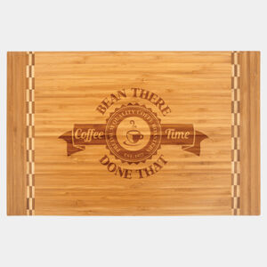 Personalized 18 1/4" x 12" Bamboo Cutting Board with Butcher Block Inlay Thumbnail