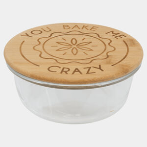 Personalized 21 oz. Round Glass Container with Bamboo Lid Thumbnail