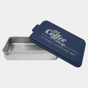 Personalized 9" x 13" Aluminum Cake Pan with Navy Blue Lid Thumbnail