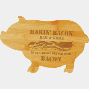 Personalized 13 3/4" x 8 3/4" Bamboo Pig Shaped Cutting Board Thumbnail