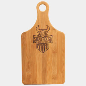 Personalized 13 1/2" x 7" Bamboo Paddle Shape Cutting Board Thumbnail