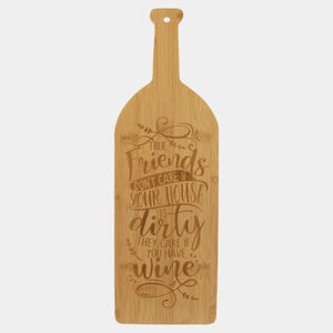 Personalized 17" x 5 1/4" Bamboo Wine Bottle Cutting Board Thumbnail