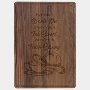 Personalized 13 3/4" x 9 3/4" Walnut Cutting Board with Drip Ring Thumbnail