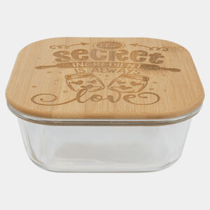 Personalized 27 oz. Square Glass Container with Bamboo Lid Thumbnail
