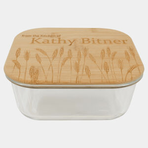 Personalized 37 oz. Square Glass Container with Bamboo Lid Thumbnail