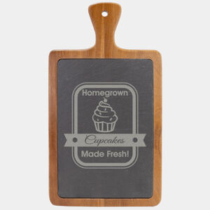 Personalized 13 1/4" x 7" Acacia Wood/Slate Cutting Board Thumbnail