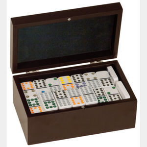 Personalized Rosewood Finish Double Twelves Dominos Set with 91 Dominos Thumbnail