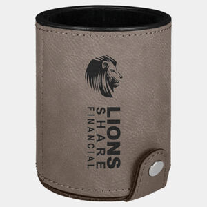Personalized Gray Laserable Leatherette Dice Cup with 5 Dice Thumbnail