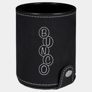 Personalized Black/Silver Laserable Leatherette Dice Cup with 5 Dice Thumbnail