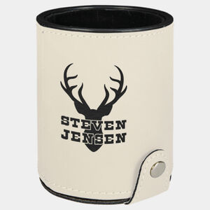 Personalized White Laserable Leatherette Dice Cup with 5 Dice Thumbnail