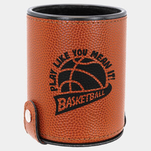 Personalized Basketball Laserable Leatherette Dice Cup with 5 Dice Thumbnail
