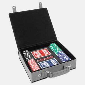 Personalized Gray/Black Laserable Leatherette 100 Chip Poker Set Thumbnail