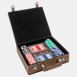 Personalized Rustic/Gold Laserable Leatherette 100 Chip Poker Set Thumbnail