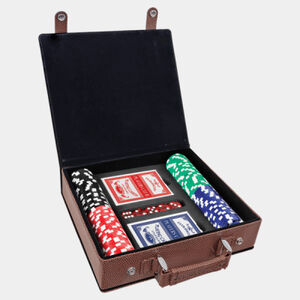 Personalized Football Laserable Leatherette 100 Chip Poker Set Thumbnail