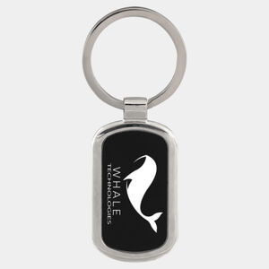 Personalized 1 1/8" x 1 7/8" Black Laserable Rectangle Keychain Thumbnail