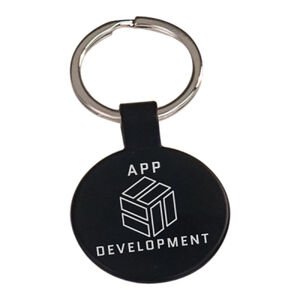 Personalized 1 1/2" Black Laserable Round Keychain Thumbnail
