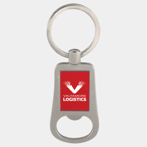 Personalized 2 1/8" Silver/Red Laserable Bottle Opener Keychain Thumbnail