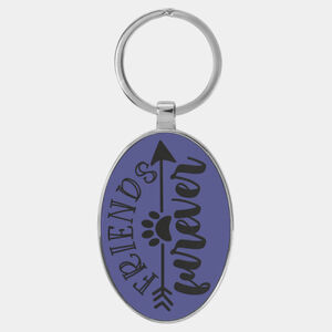 Personalized 3" x 1 3/4" Laserable Leatherette/Metal Purple Oval Keychain Thumbnail