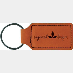 Personalized 2 3/4" x 1 1/4" Rawhide Laserable Leatherette Rectangle Keychain Thumbnail