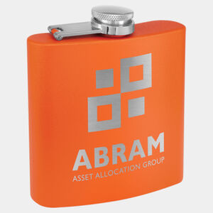 Personalized 6 oz. Matte Orange Powder Coated Laserable Stainless Steel Flask Thumbnail