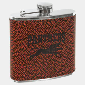Personalized 6 oz. Football Laserable Leatherette Stainless Steel Flask Thumbnail