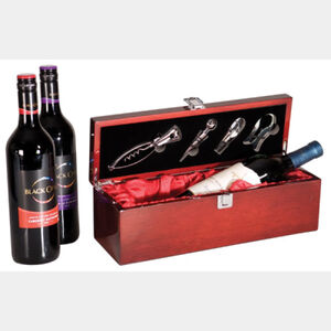 Personalized Rosewood Piano Finish Single Wine Box with Tools Thumbnail