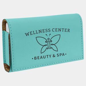 Personalized Teal Laserable Leatherette Pill Box with Separate Adjustable Containers Thumbnail