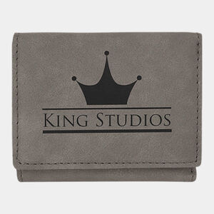 Personalized 3" x 4" Gray Laserable Leatherette Trifold Wallet Thumbnail