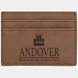 Personalized 4" x 2 3/4" Dark Brown Laserable Leatherette Wallet Clip Thumbnail