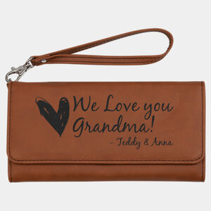 Personalized 7 1/2" x 4" Rawhide Laserable Leatherette Wallet with Strap Thumbnail