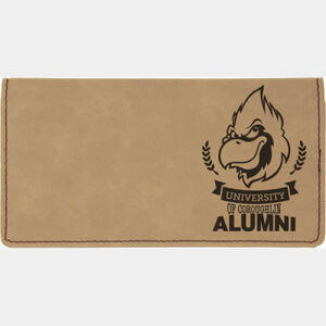 Personalized 6 3/4" x 3 1/2" Light Brown Laserable Leatherette Checkbook Cover Thumbnail