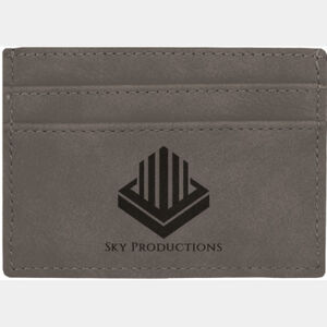 Personalized 4" x 2 3/4" Gray Laserable Leatherette Wallet Clip Thumbnail