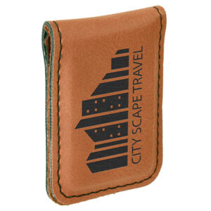 Personalized 1 3/4" x 2 1/2" Rawhide Laserable Leatherette Money Clip Thumbnail