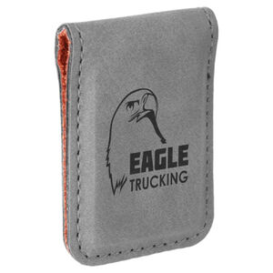 Personalized 1 3/4" x 2 1/2" Gray Laserable Leatherette Money Clip Thumbnail