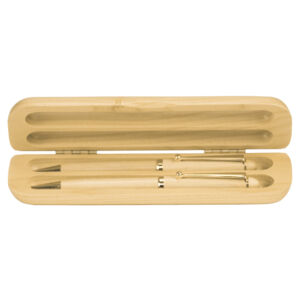 Personalized 6 3/4" x 2" Maple 2-Pen Case (Case only, pen not included) Thumbnail