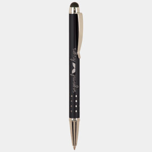 Personalized Black with Silver Trim Laserable Pen with Stylus Thumbnail