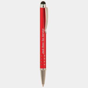 Personalized Red with Silver Trim Laserable Pen with Stylus Thumbnail