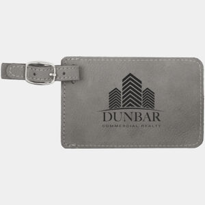Personalized 4 1/4" x 2 3/4" Gray Laserable Leatherette Luggage Tag Thumbnail