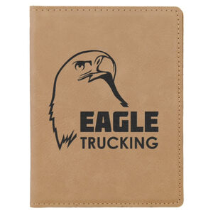 Personalized 4 1/4" x 5 1/2" Light Brown Laserable Leatherette Passport Holder Thumbnail