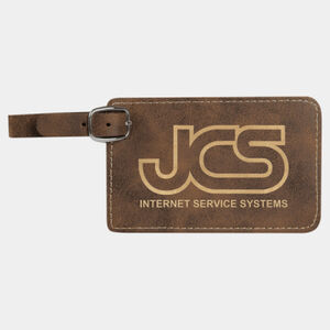 Personalized 4 1/4" x 2 3/4" Rustic/Gold Laserable Leatherette Luggage Tag Thumbnail
