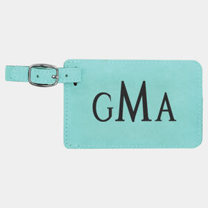 Personalized 4 1/4" x 2 3/4" Teal Laserable Leatherette Luggage Tag Thumbnail