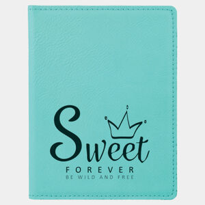 Personalized 4 1/4" x 5 1/2" Teal Laserable Leatherette Passport Holder Thumbnail