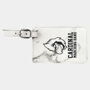 Personalized 4 1/4" x 2 3/4" White Marble Laserable Leatherette Luggage Tag Thumbnail