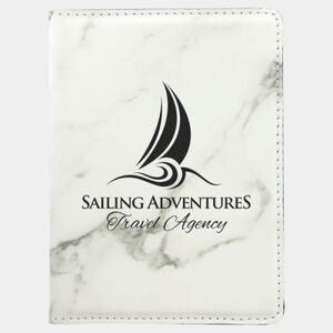 Personalized 4 1/4" x 5 1/2" White Marble Laserable Leatherette Passport Holder Thumbnail