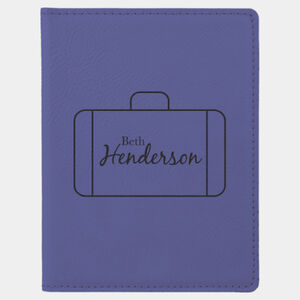 Personalized 4 1/4" x 5 1/2" Purple Laserable Leatherette Passport Holder Thumbnail