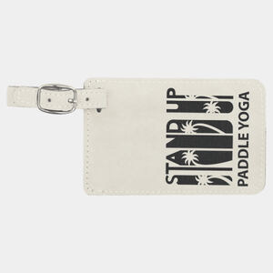 Personalized 4 1/4" x 2 3/4" White/Black Laserable Leatherette Luggage Tag Thumbnail