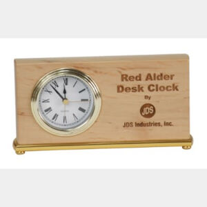 Personalized 7 1/2" x 4" Red Alder Horizontal Desk Clock Thumbnail