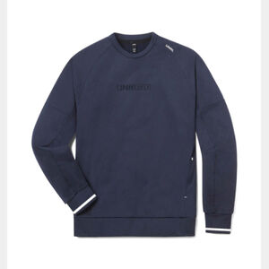 UNRL Crossover Crewneck [Golf] - Striped Navy (EMB15586) Thumbnail